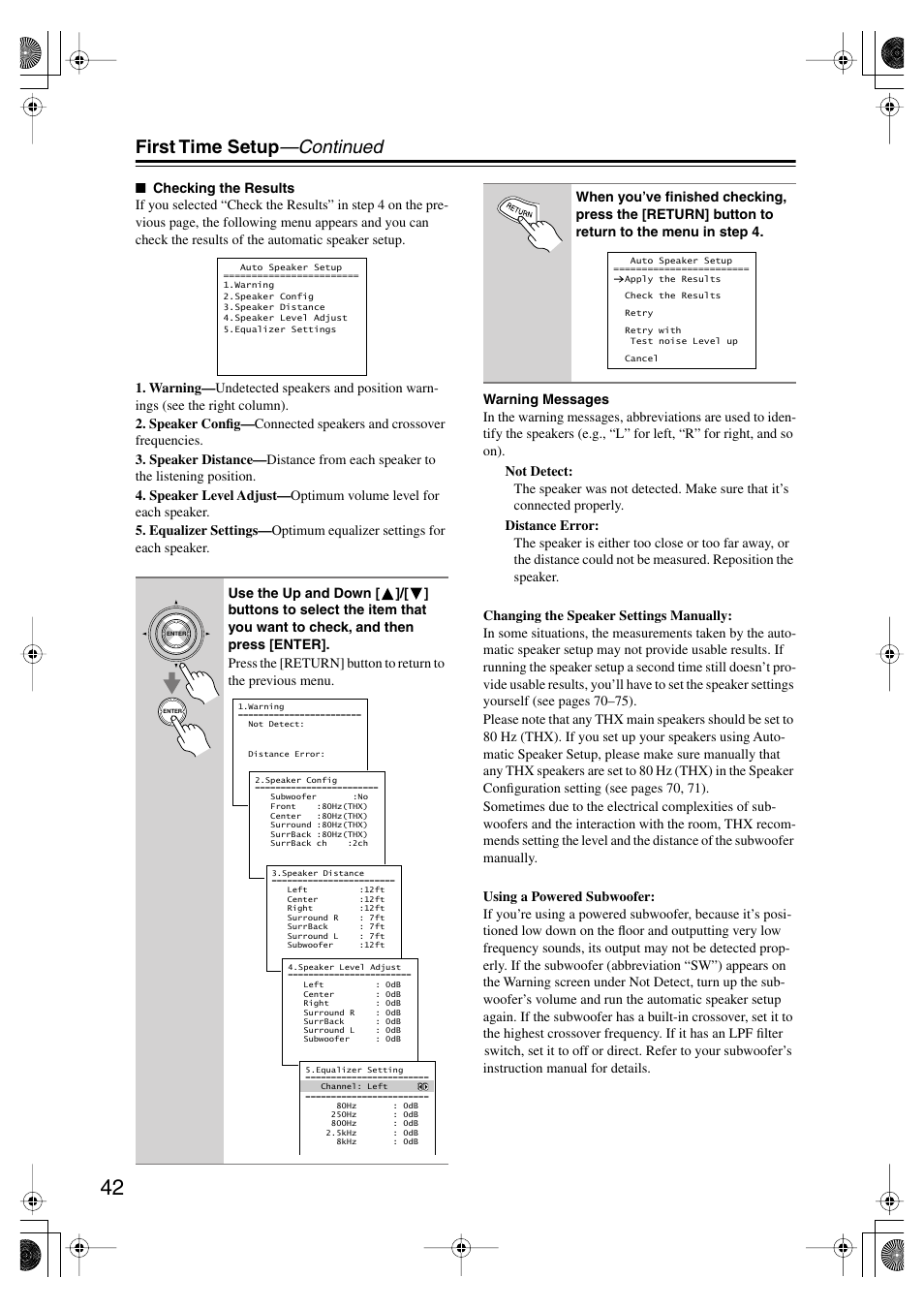 First time setup —continued | Onkyo TX-SR804E User Manual | Page 42 / 96