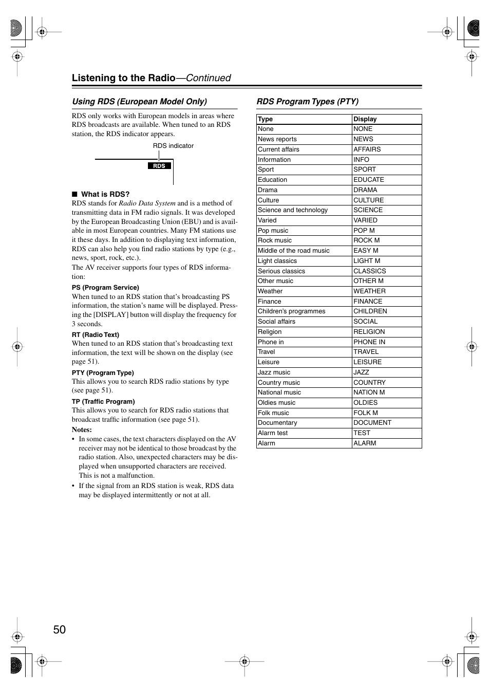Listening to the radio —continued | Onkyo TX-SR804E User Manual | Page 50 / 96