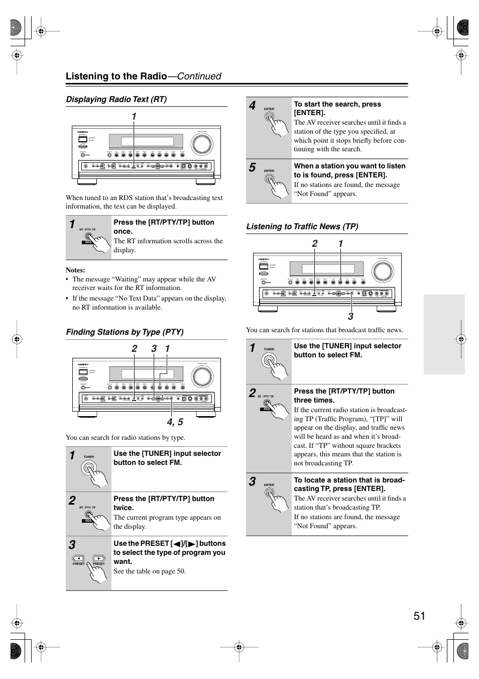 Listening to the radio —continued | Onkyo TX-SR804E User Manual | Page 51 / 96