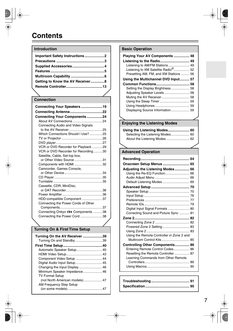 Onkyo TX-SR804E User Manual | Page 7 / 96