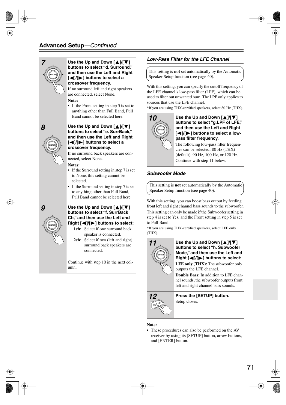 Advanced setup —continued | Onkyo TX-SR804E User Manual | Page 71 / 96