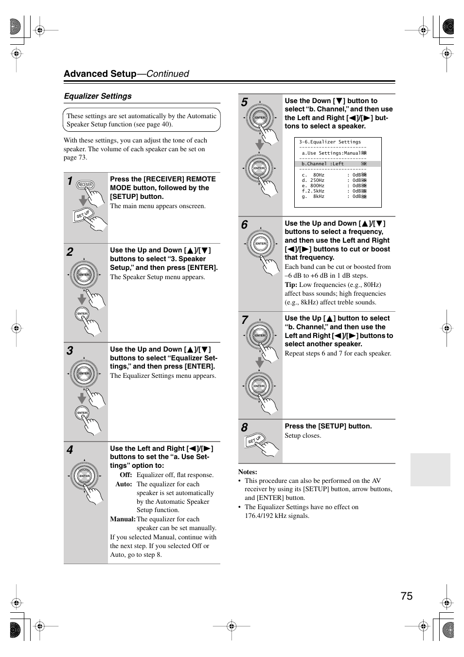 Advanced setup —continued | Onkyo TX-SR804E User Manual | Page 75 / 96
