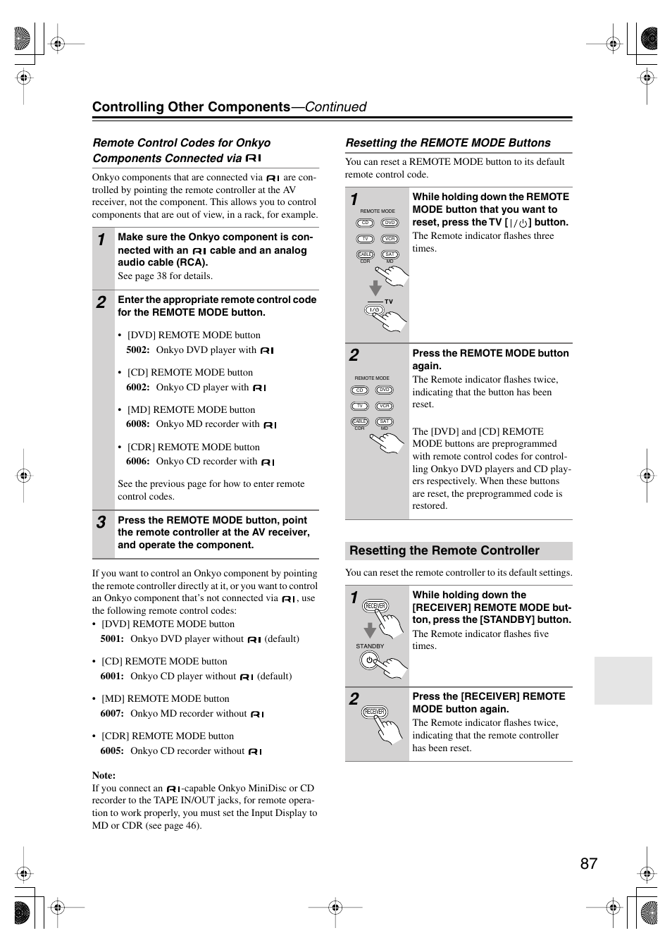 Controlling other components —continued | Onkyo TX-SR804E User Manual | Page 87 / 96
