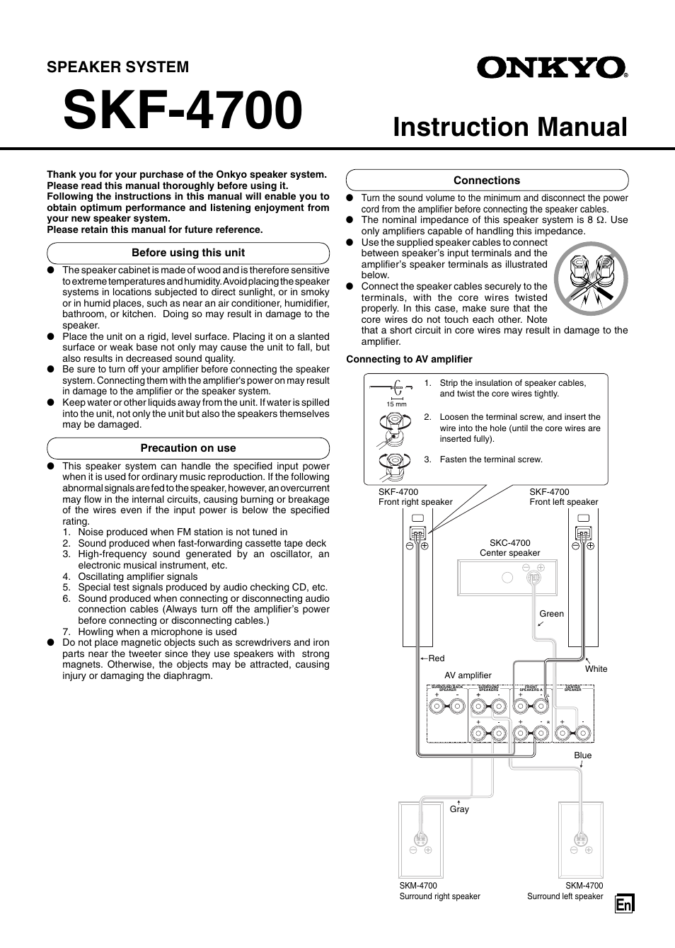 Onkyo SKF-4700 User Manual | 4 pages