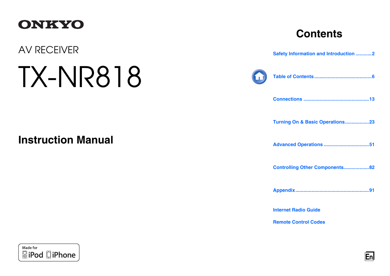 Onkyo AV Receiver TX-NR818 User Manual | 156 pages