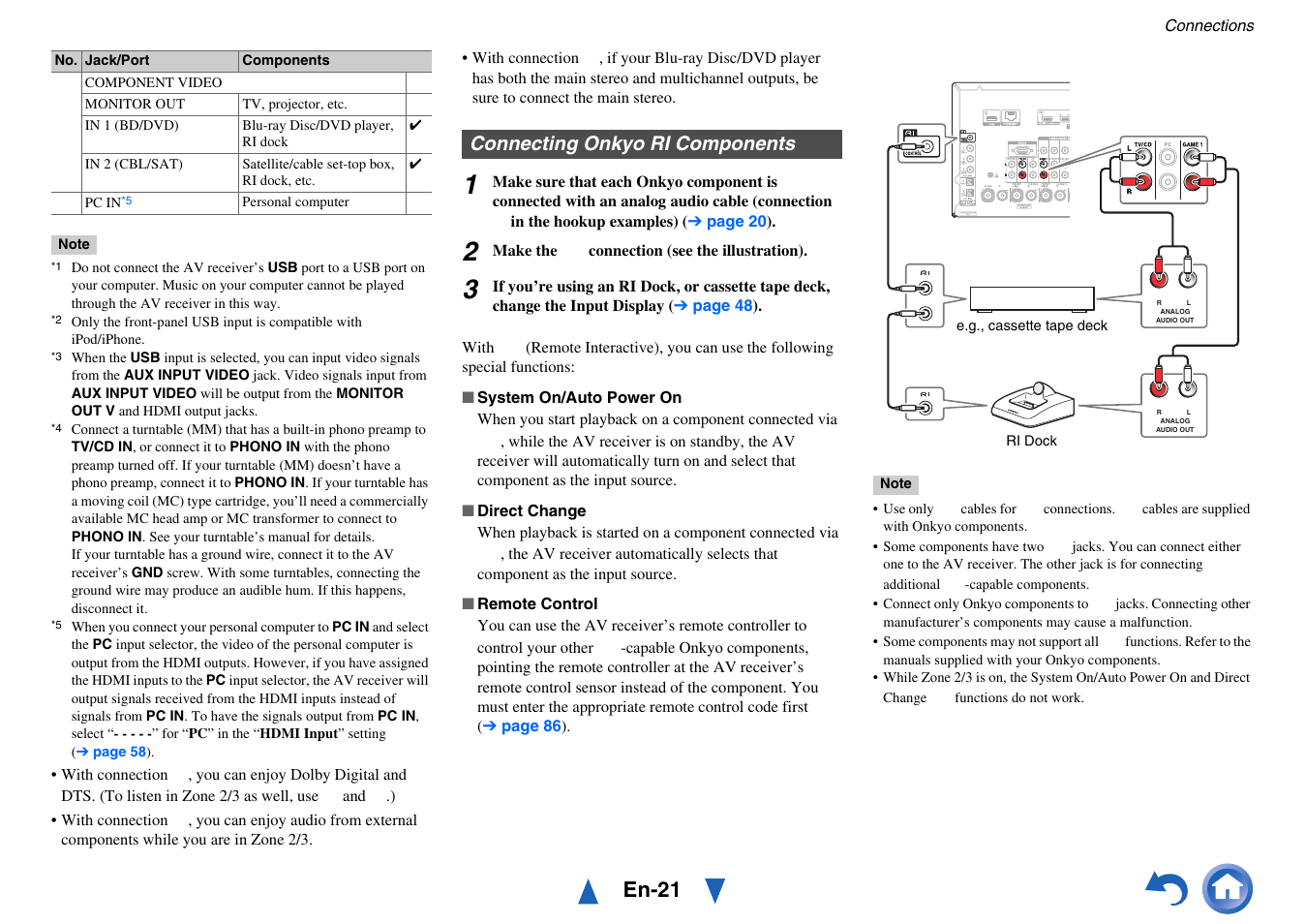 Connecting onkyo ri components, En-21 | Onkyo AV Receiver TX-NR818 User Manual | Page 21 / 156