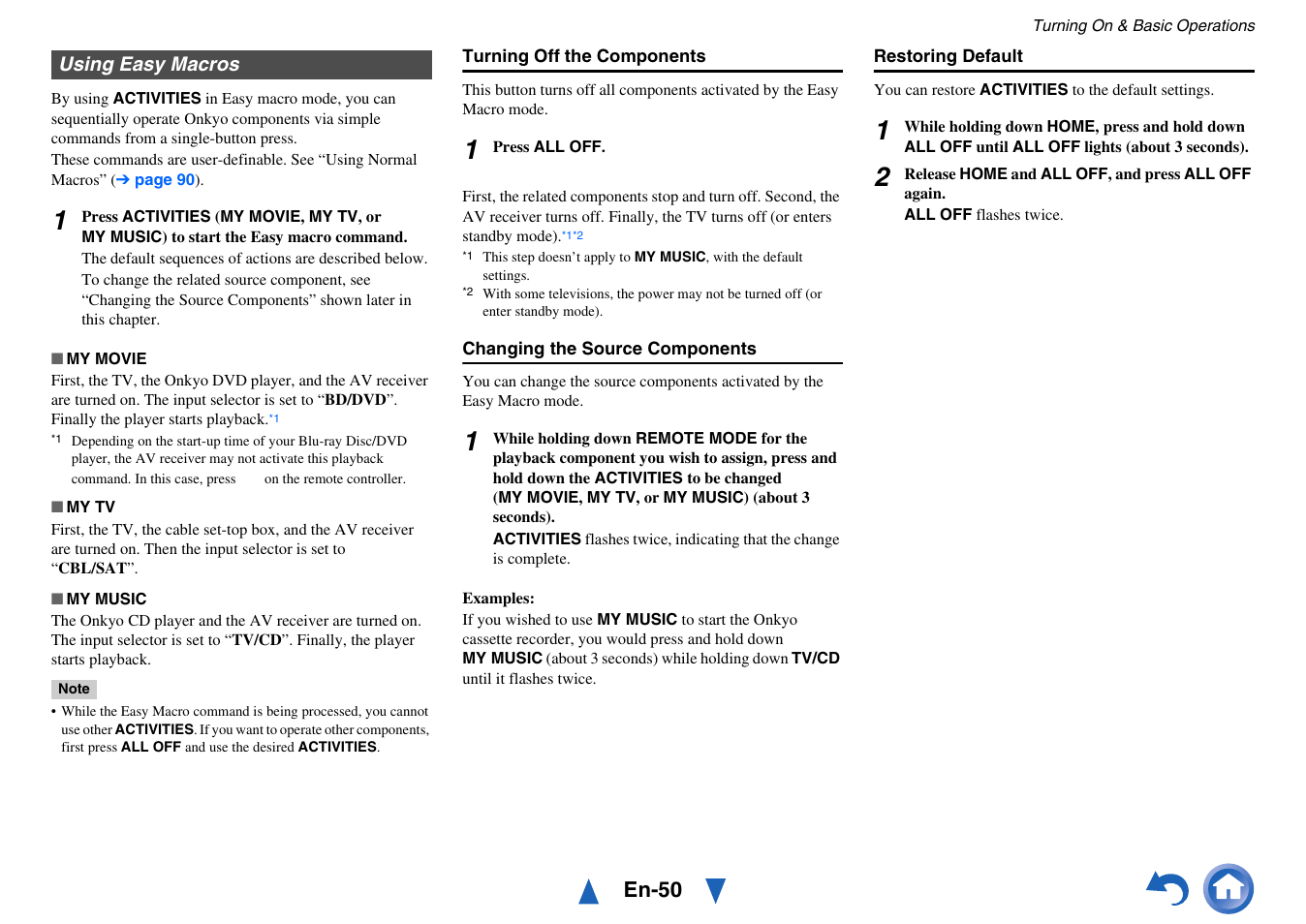 Using easy macros, En-50 | Onkyo AV Receiver TX-NR818 User Manual | Page 50 / 156