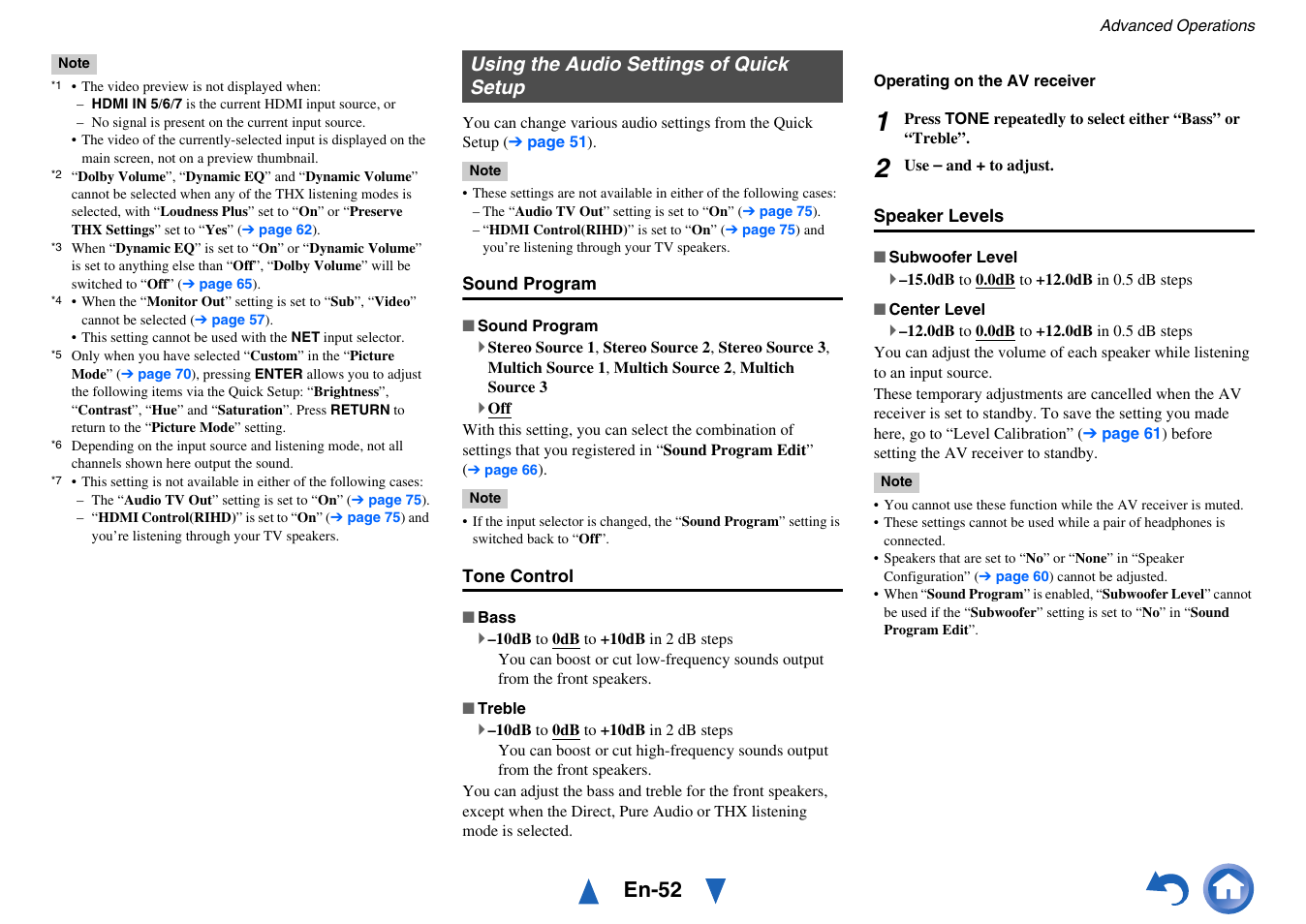 Using the audio settings of quick setup, E mode, Listening mode | En-52 | Onkyo AV Receiver TX-NR818 User Manual | Page 52 / 156