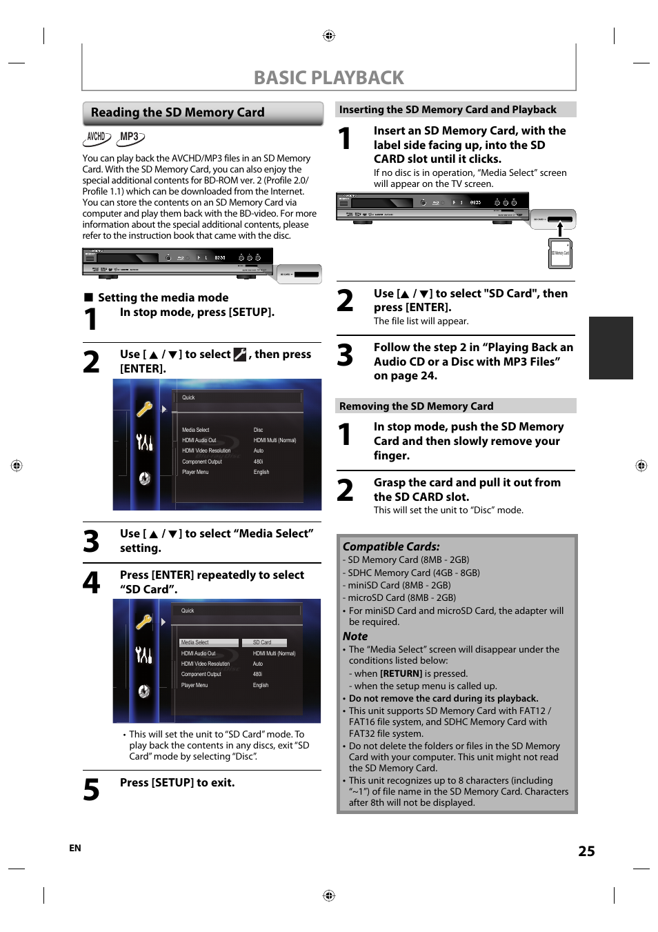 Basic playback | Onkyo DV-BD507 User Manual | Page 25 / 56