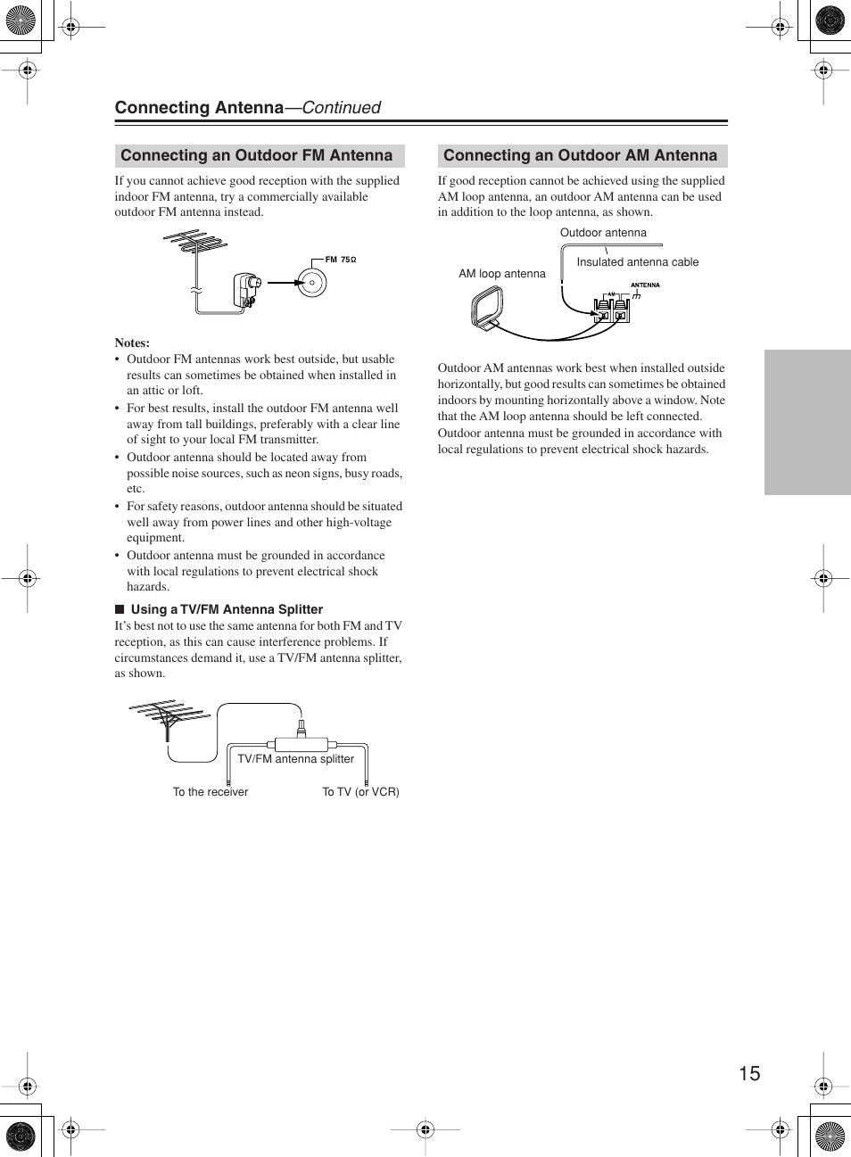 Connecting antenna —continued | Onkyo TX-8222 User Manual | Page 15 / 36