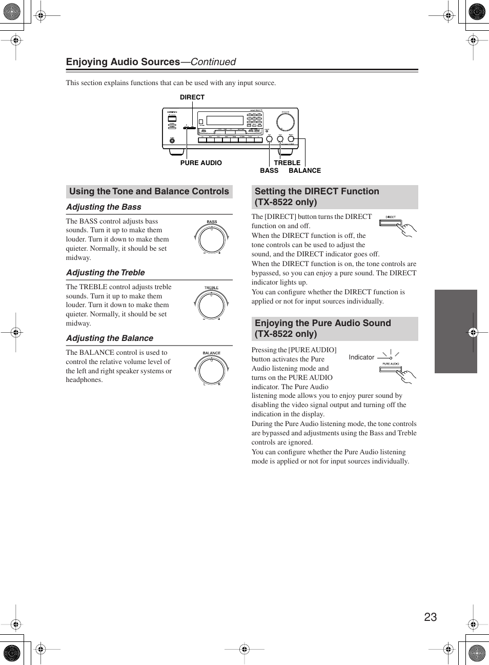 Enjoying audio sources —continued | Onkyo TX-8222 User Manual | Page 23 / 36