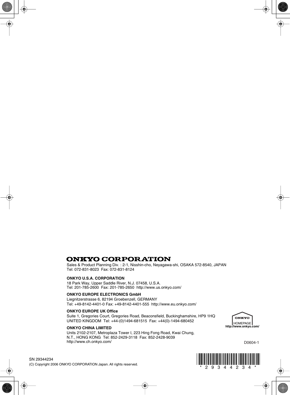 Onkyo TX-8222 User Manual | Page 36 / 36