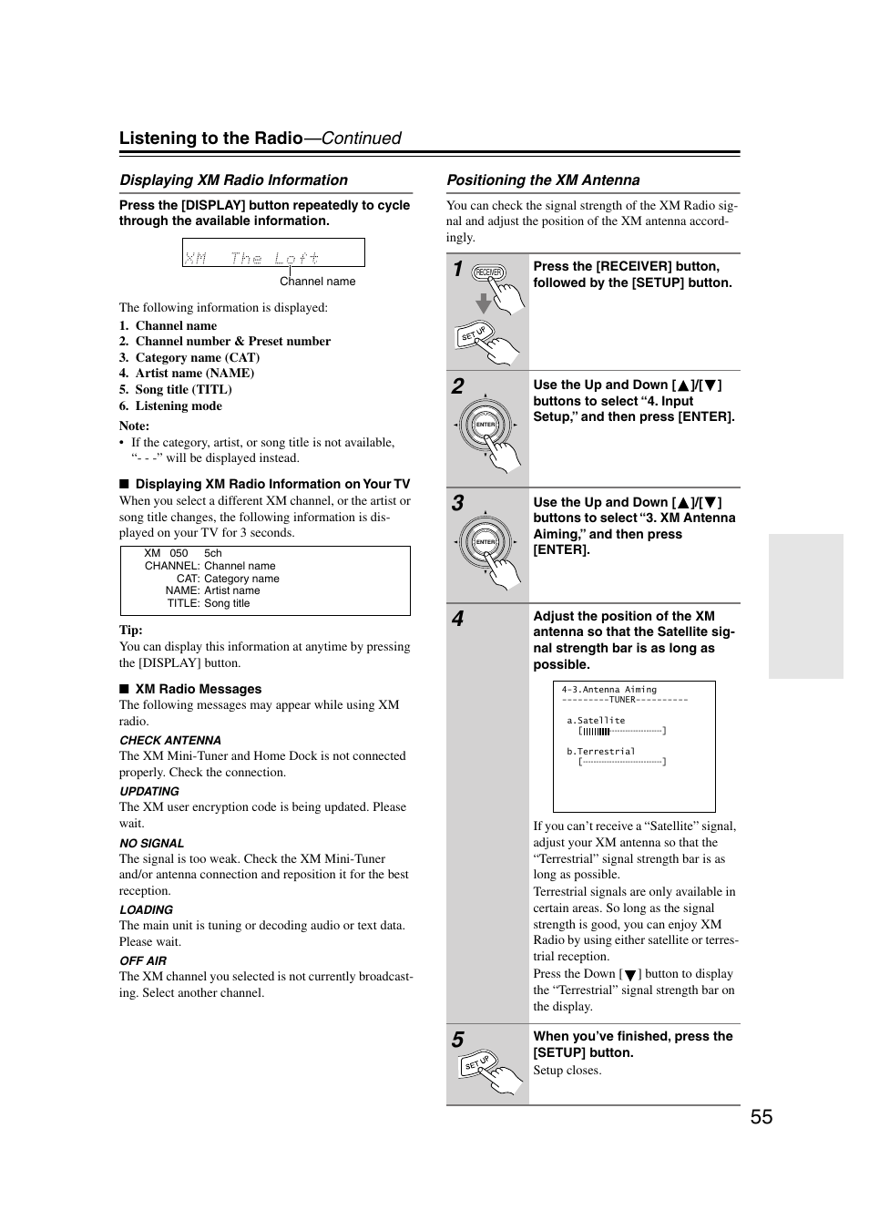 Listening to the radio —continued | Onkyo TX-SR804 User Manual | Page 55 / 96