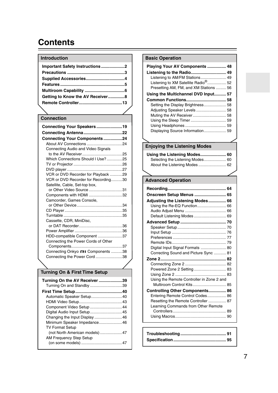 Onkyo TX-SR804 User Manual | Page 7 / 96