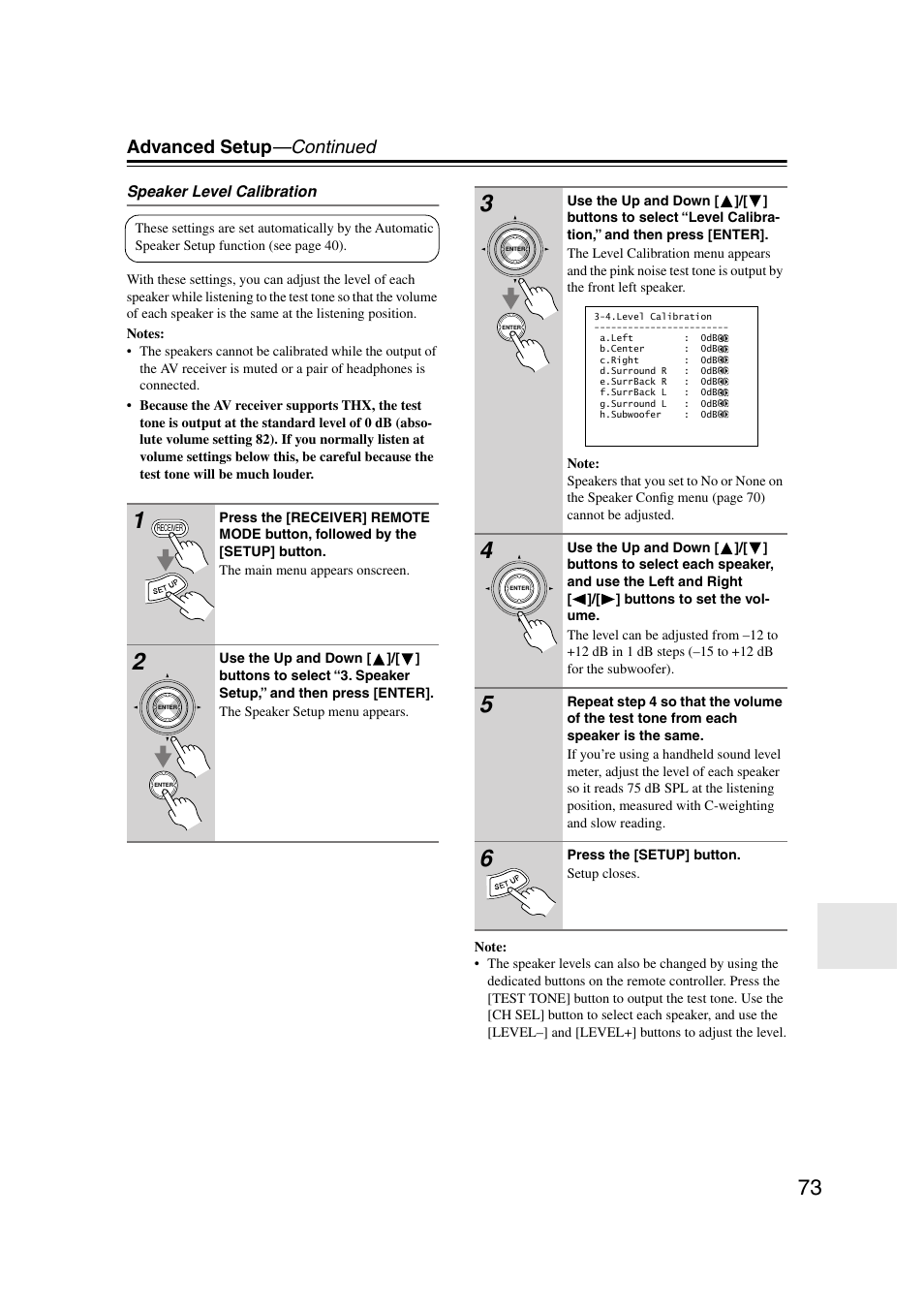 Advanced setup —continued | Onkyo TX-SR804 User Manual | Page 73 / 96