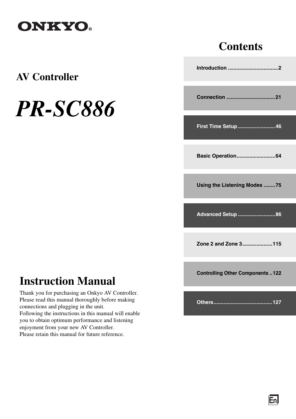 Onkyo PR-SC886 User Manual | 134 pages