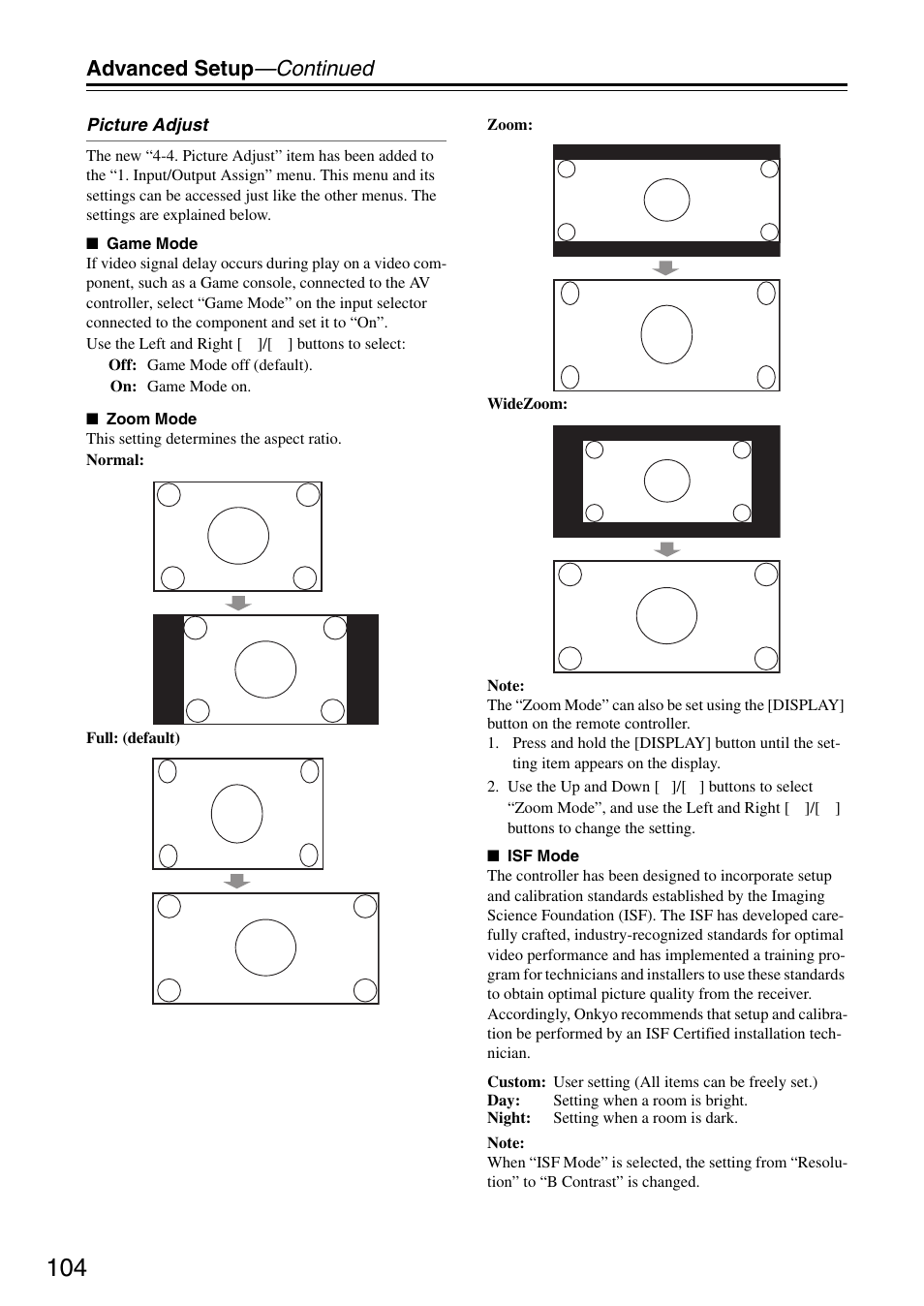 Advanced setup —continued | Onkyo PR-SC886 User Manual | Page 104 / 134