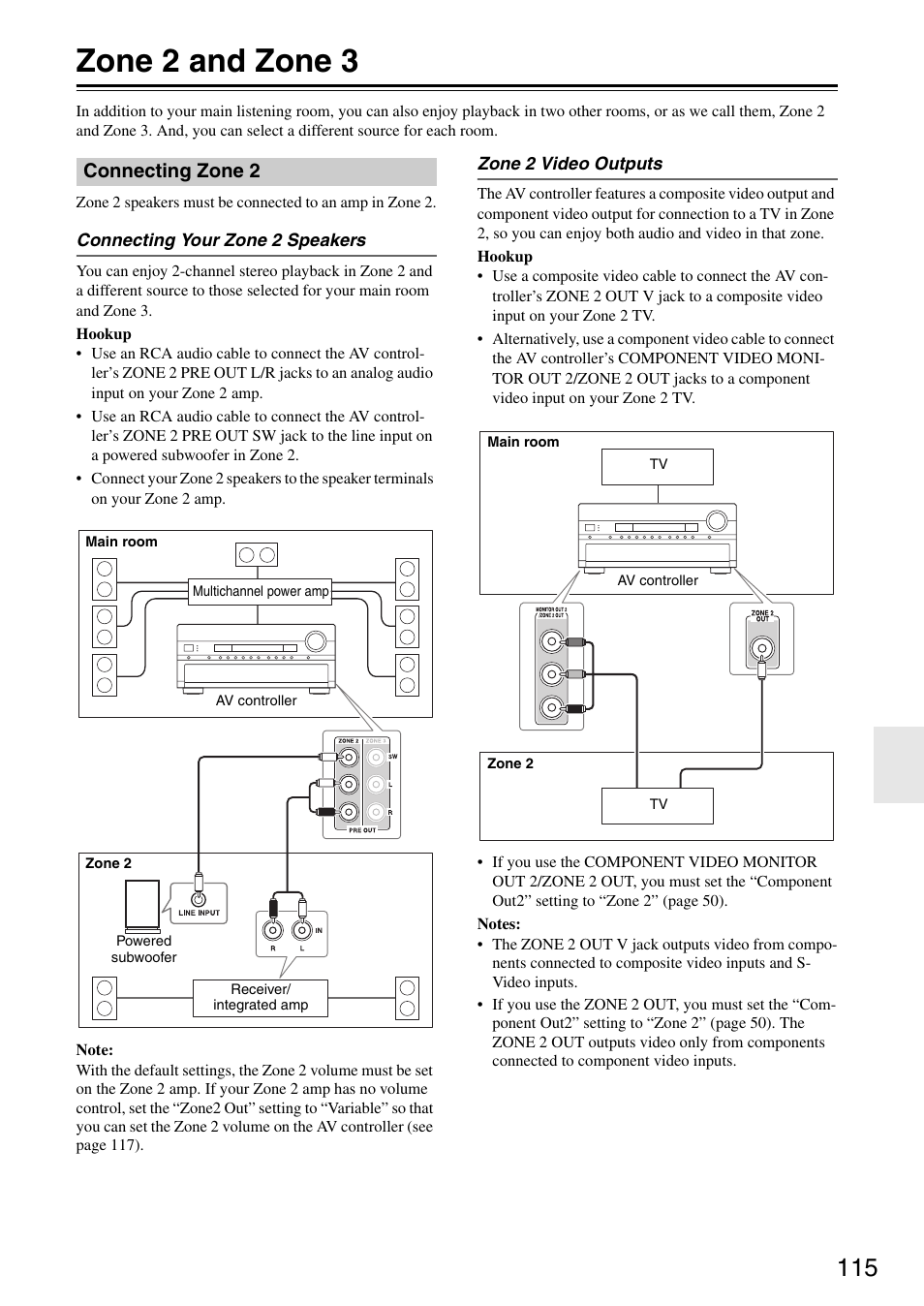 Zone 2 and zone 3, Connecting zone 2 | Onkyo PR-SC886 User Manual | Page 115 / 134