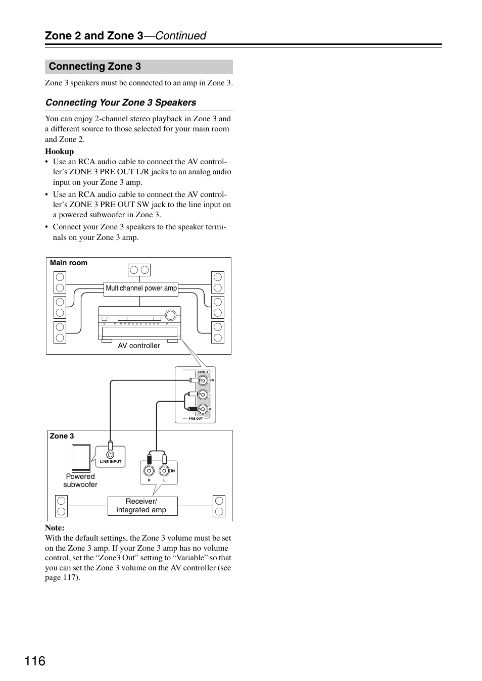 Connecting zone 3, Zone 2 and zone 3 —continued | Onkyo PR-SC886 User Manual | Page 116 / 134