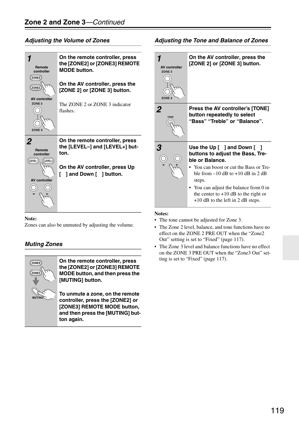 Zone 2 and zone 3 —continued | Onkyo PR-SC886 User Manual | Page 119 / 134