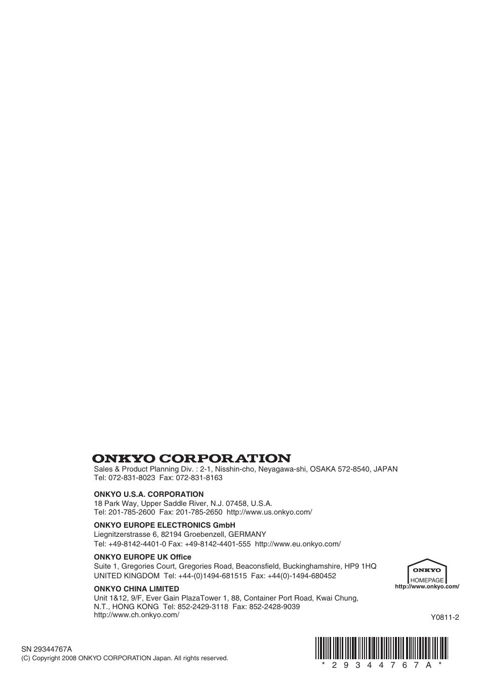 Onkyo PR-SC886 User Manual | Page 134 / 134