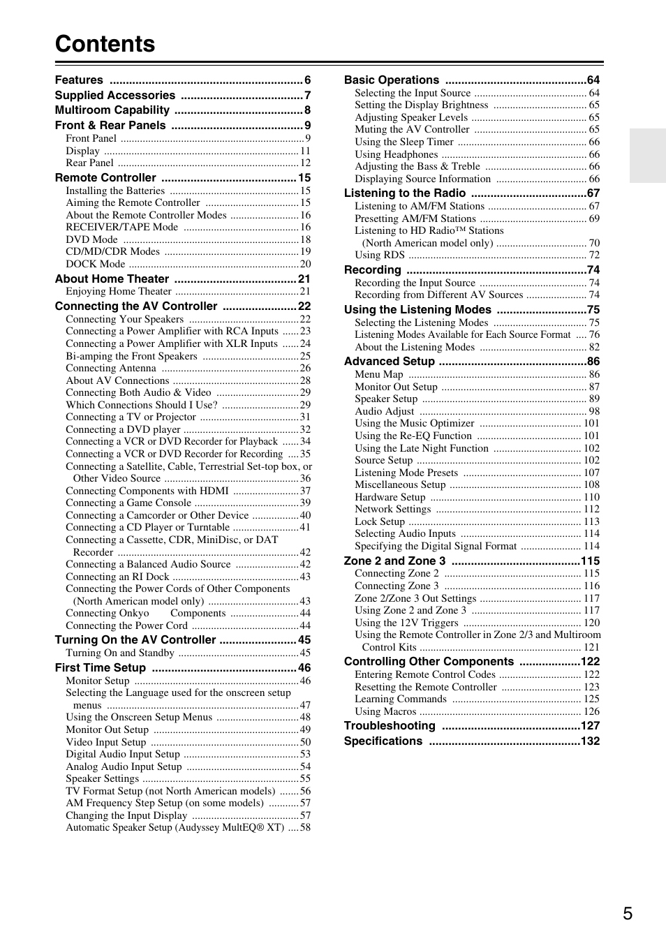 Onkyo PR-SC886 User Manual | Page 5 / 134