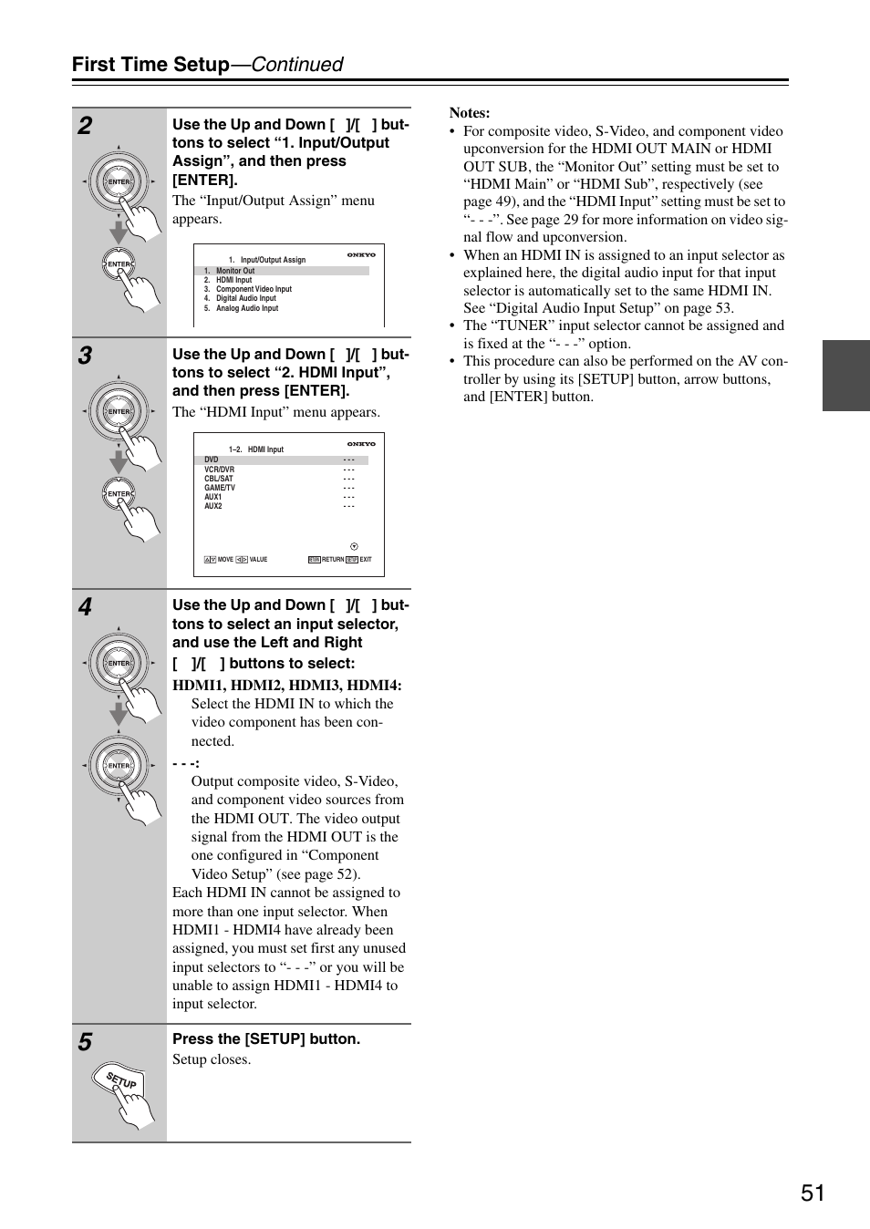 First time setup —continued | Onkyo PR-SC886 User Manual | Page 51 / 134