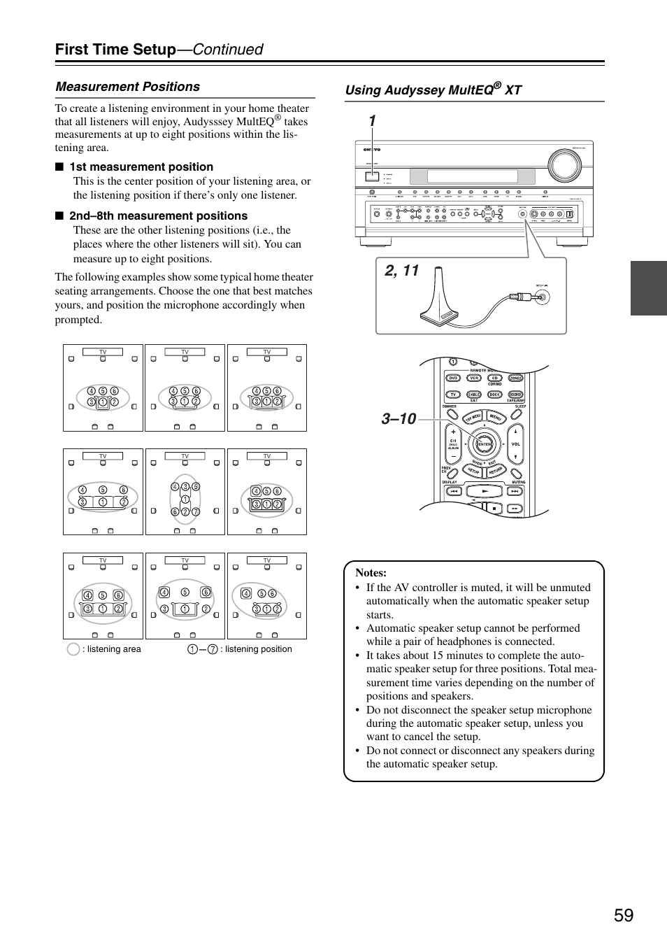 First time setup —continued | Onkyo PR-SC886 User Manual | Page 59 / 134