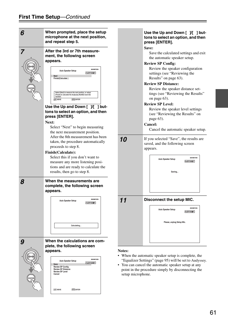 First time setup —continued | Onkyo PR-SC886 User Manual | Page 61 / 134