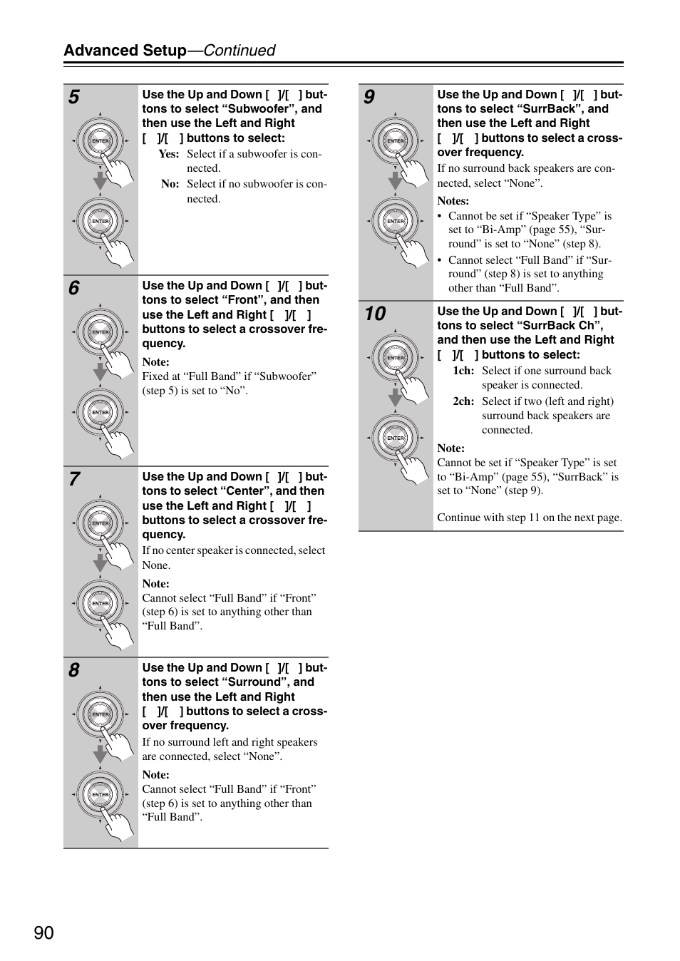 Advanced setup —continued | Onkyo PR-SC886 User Manual | Page 90 / 134