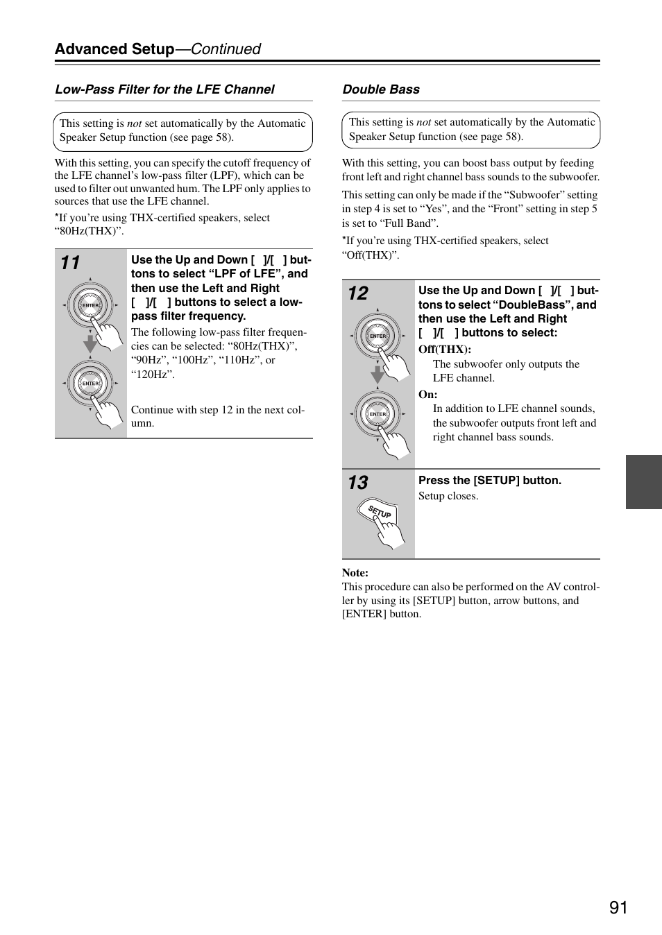 Advanced setup —continued | Onkyo PR-SC886 User Manual | Page 91 / 134