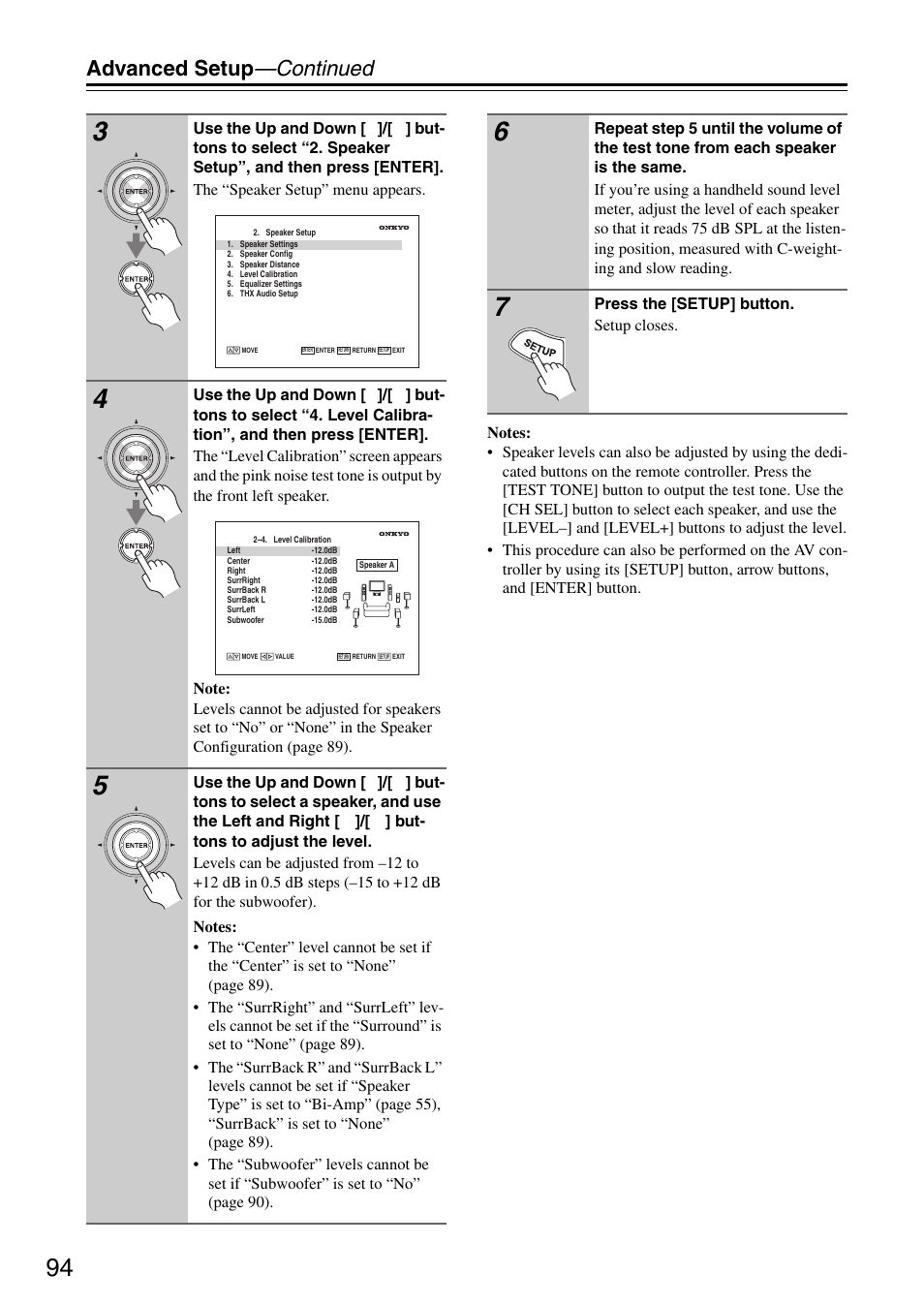 Advanced setup —continued | Onkyo PR-SC886 User Manual | Page 94 / 134