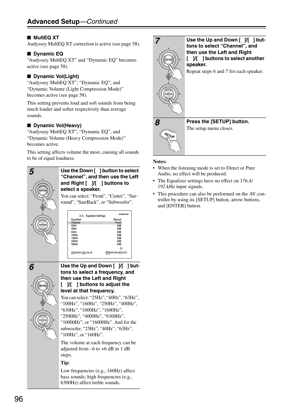 Advanced setup —continued | Onkyo PR-SC886 User Manual | Page 96 / 134