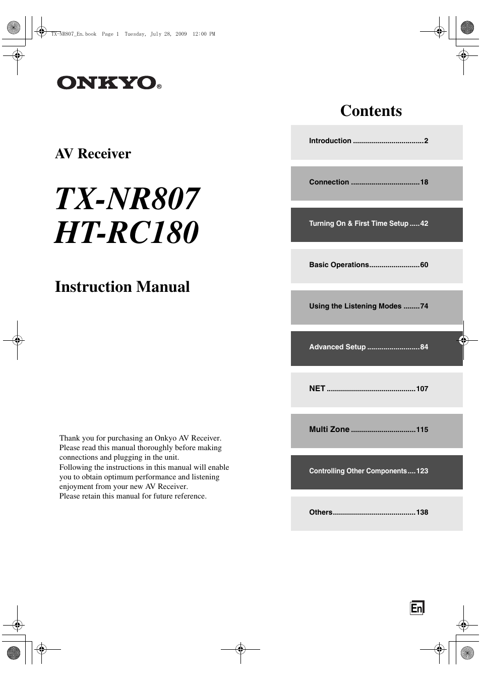 Onkyo HT-RC180 User Manual | 148 pages