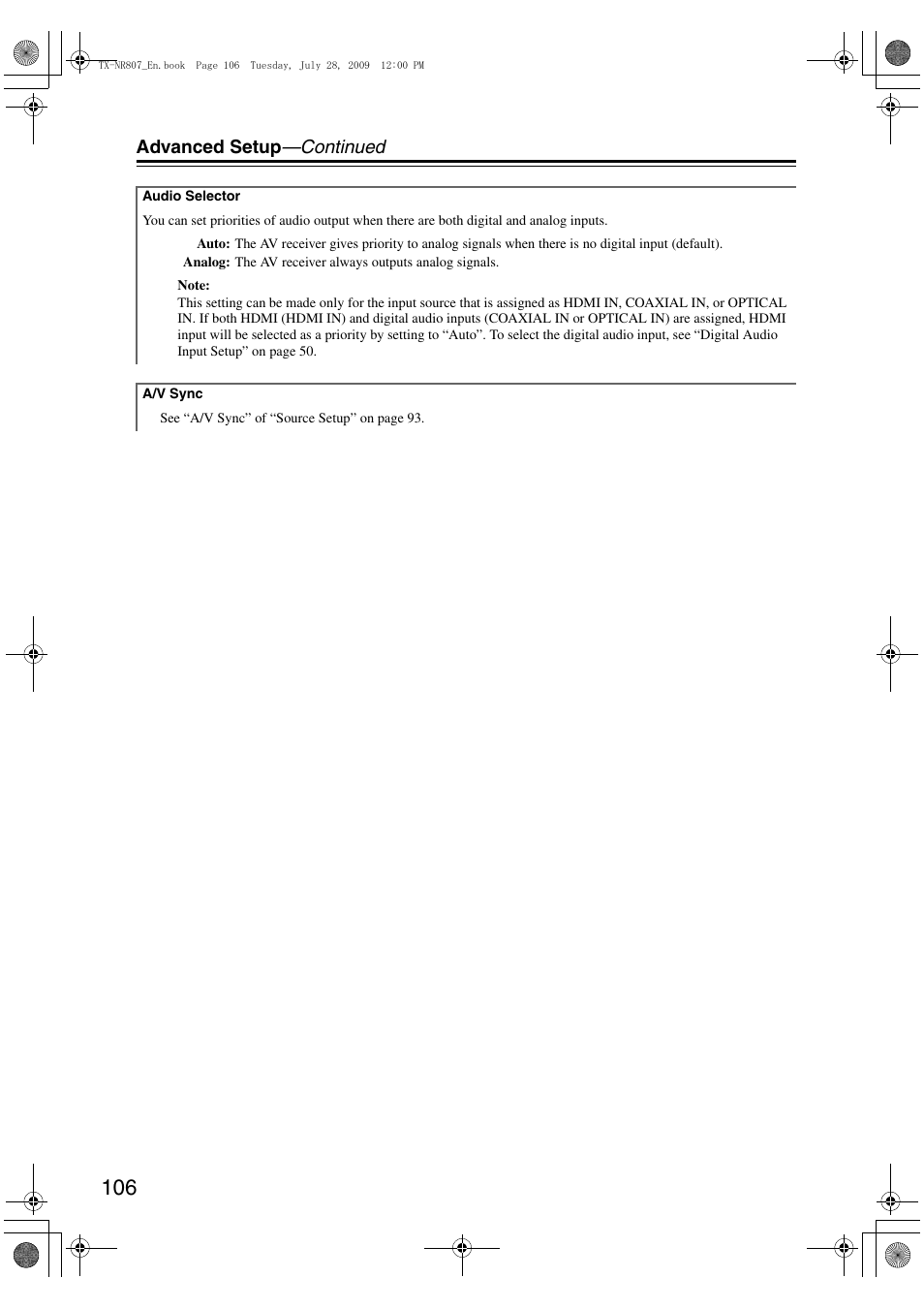 Advanced setup —continued | Onkyo HT-RC180 User Manual | Page 106 / 148