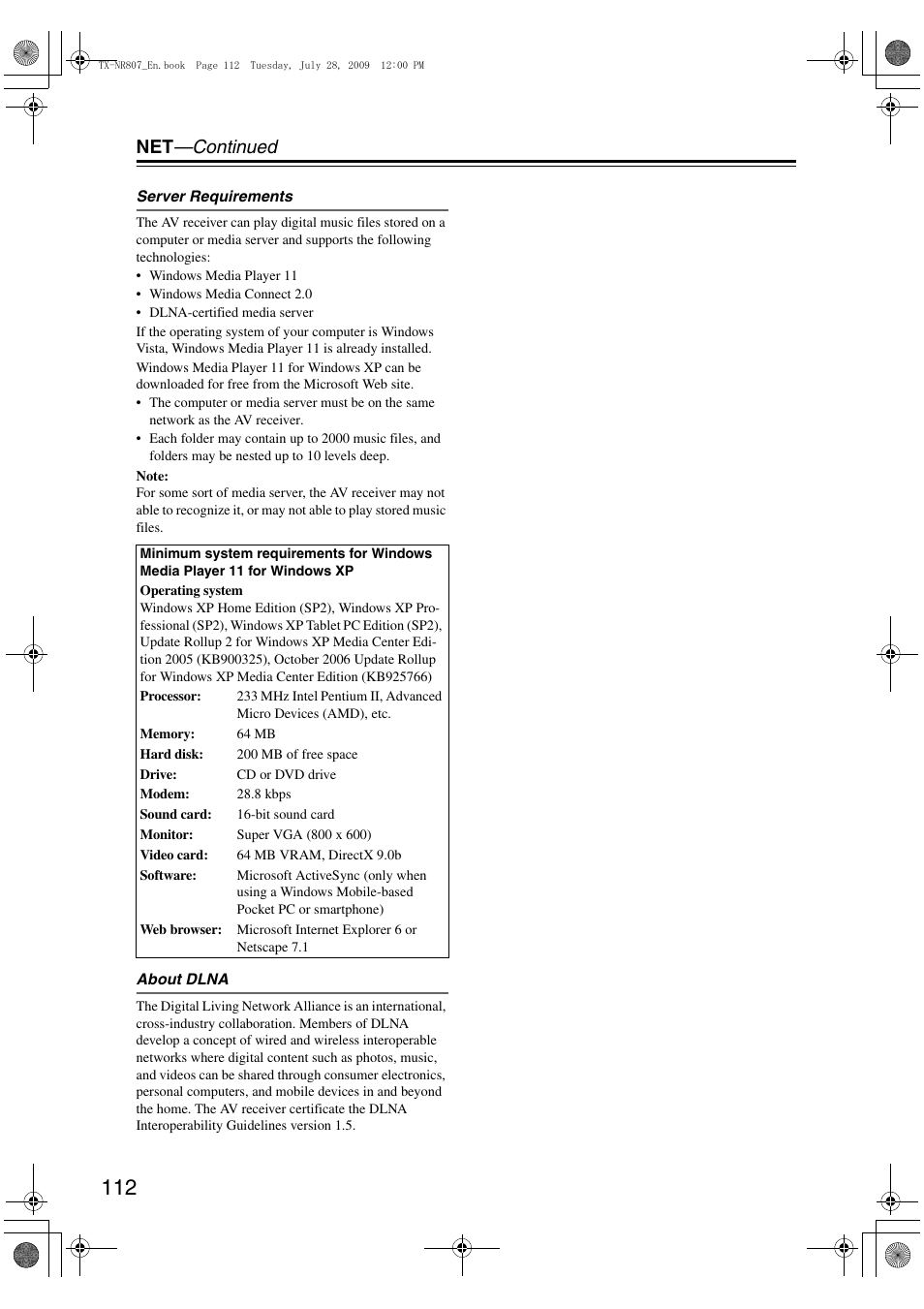 Net —continued | Onkyo HT-RC180 User Manual | Page 112 / 148