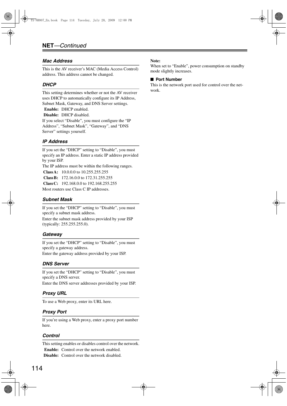 Net —continued | Onkyo HT-RC180 User Manual | Page 114 / 148