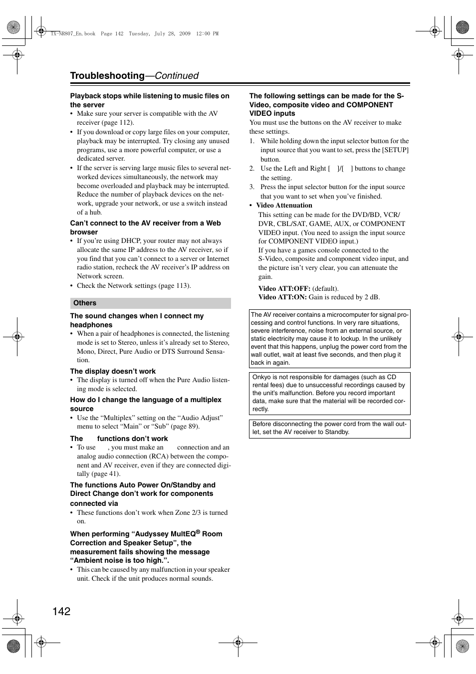 Troubleshooting —continued | Onkyo HT-RC180 User Manual | Page 142 / 148