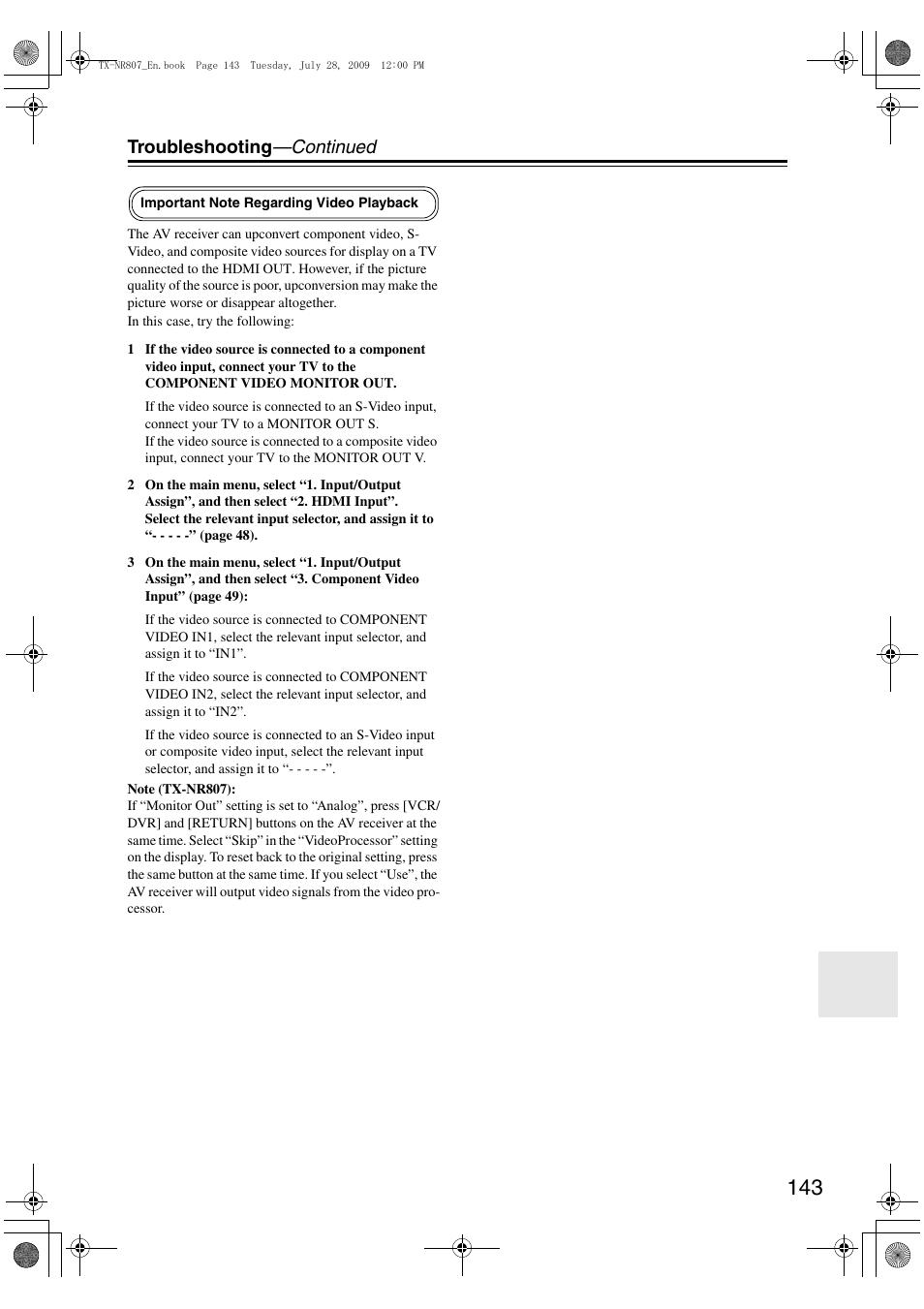 Troubleshooting —continued | Onkyo HT-RC180 User Manual | Page 143 / 148