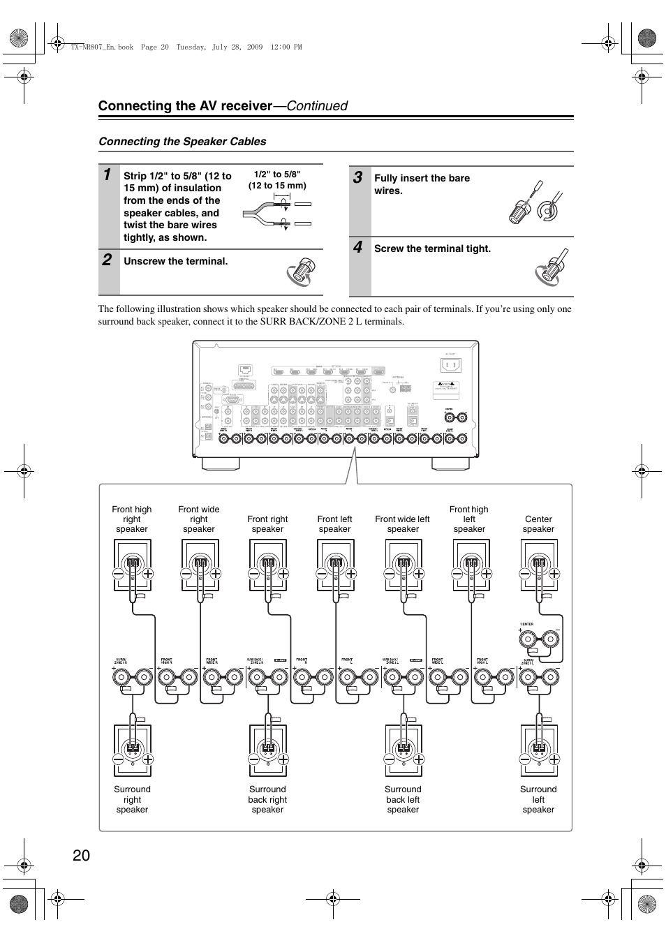 Connecting the av receiver —continued | Onkyo HT-RC180 User Manual | Page 20 / 148