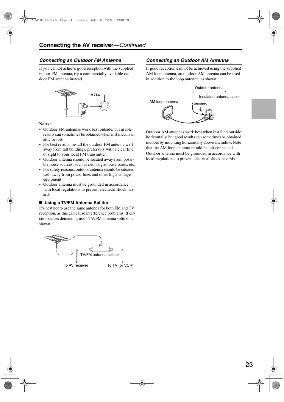 Connecting the av receiver —continued | Onkyo HT-RC180 User Manual | Page 23 / 148