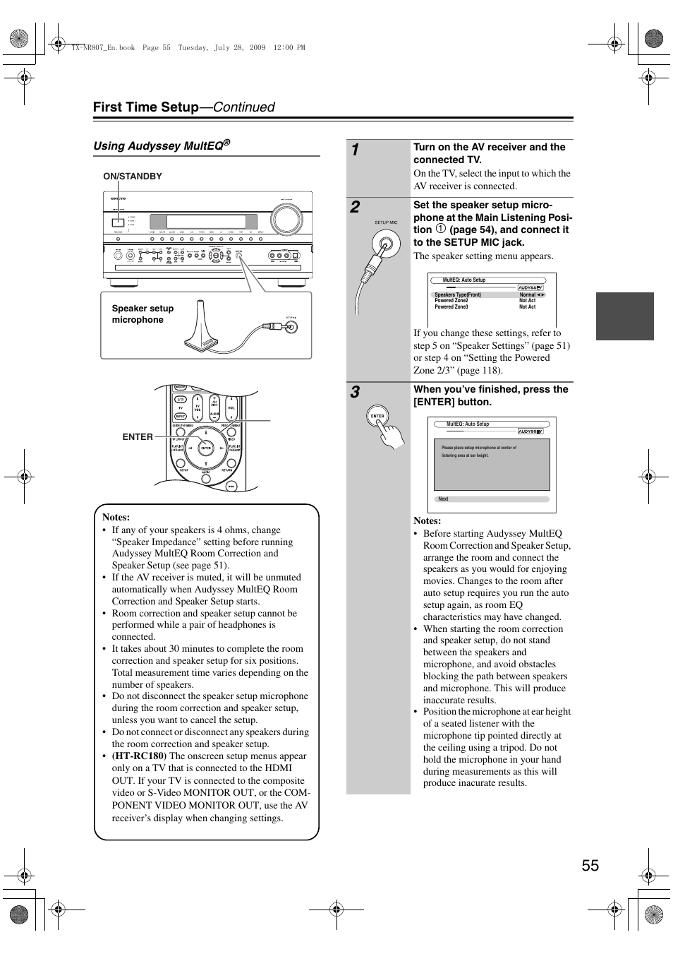 First time setup —continued | Onkyo HT-RC180 User Manual | Page 55 / 148