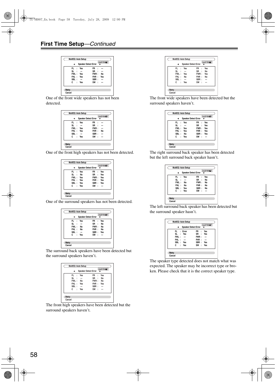 First time setup —continued | Onkyo HT-RC180 User Manual | Page 58 / 148