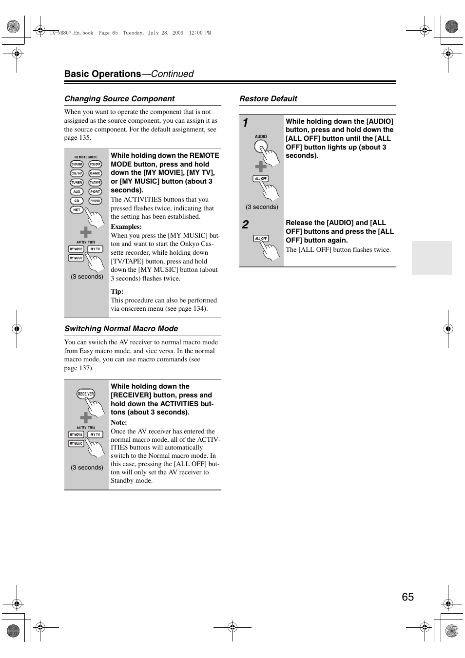 Basic operations —continued | Onkyo HT-RC180 User Manual | Page 65 / 148