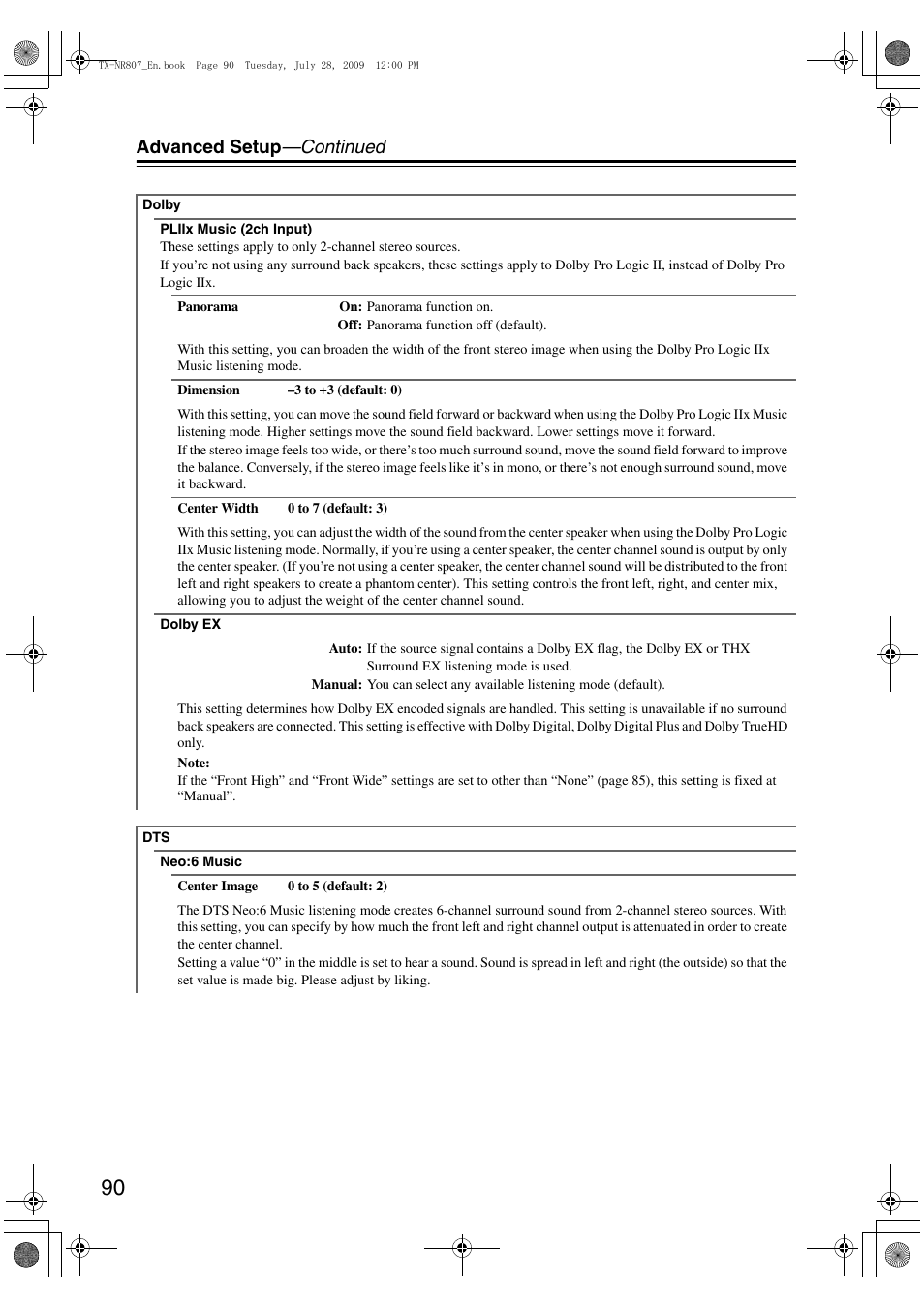 Advanced setup —continued | Onkyo HT-RC180 User Manual | Page 90 / 148