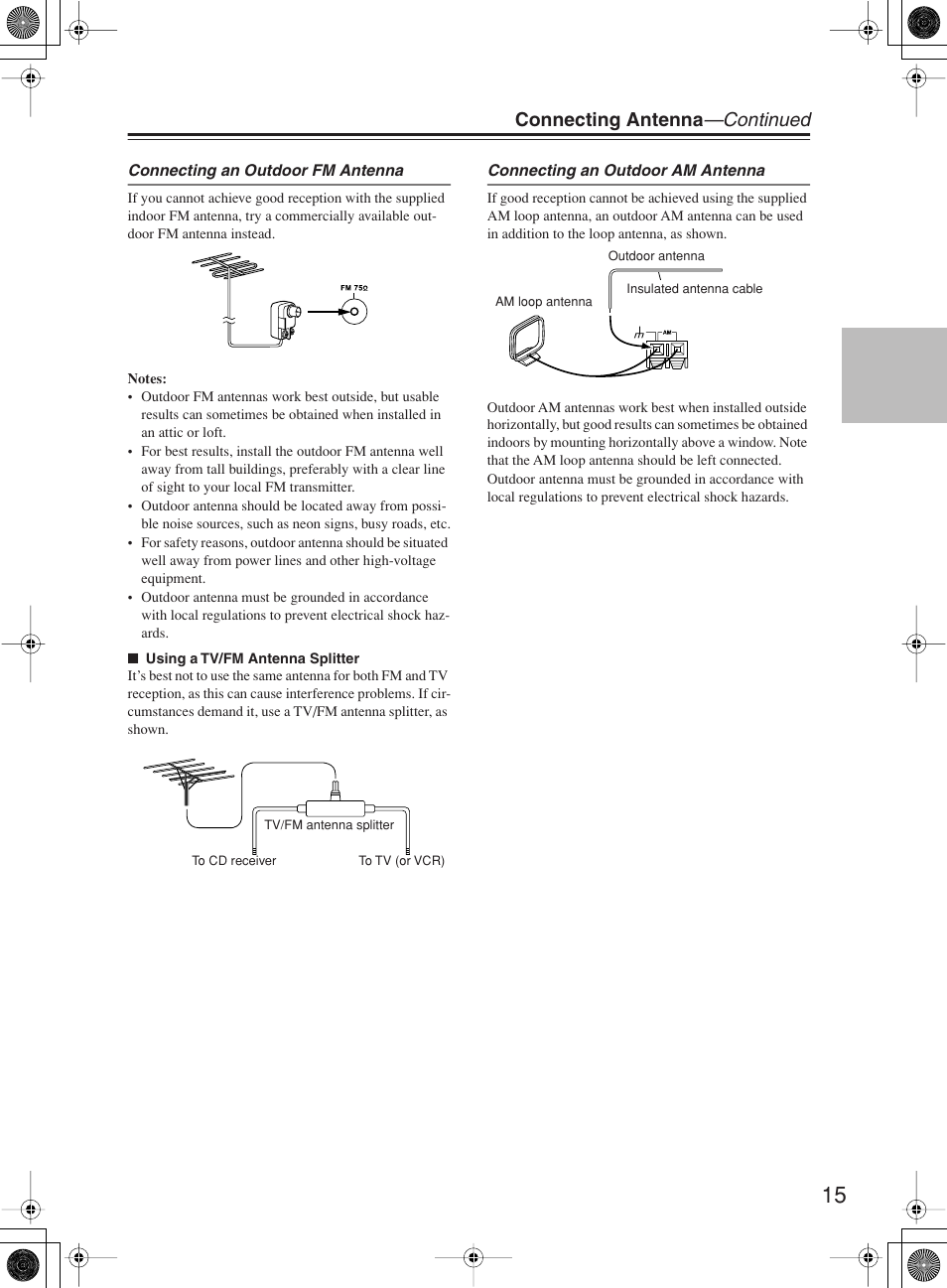 Connecting antenna —continued | Onkyo CR-B8 User Manual | Page 15 / 56