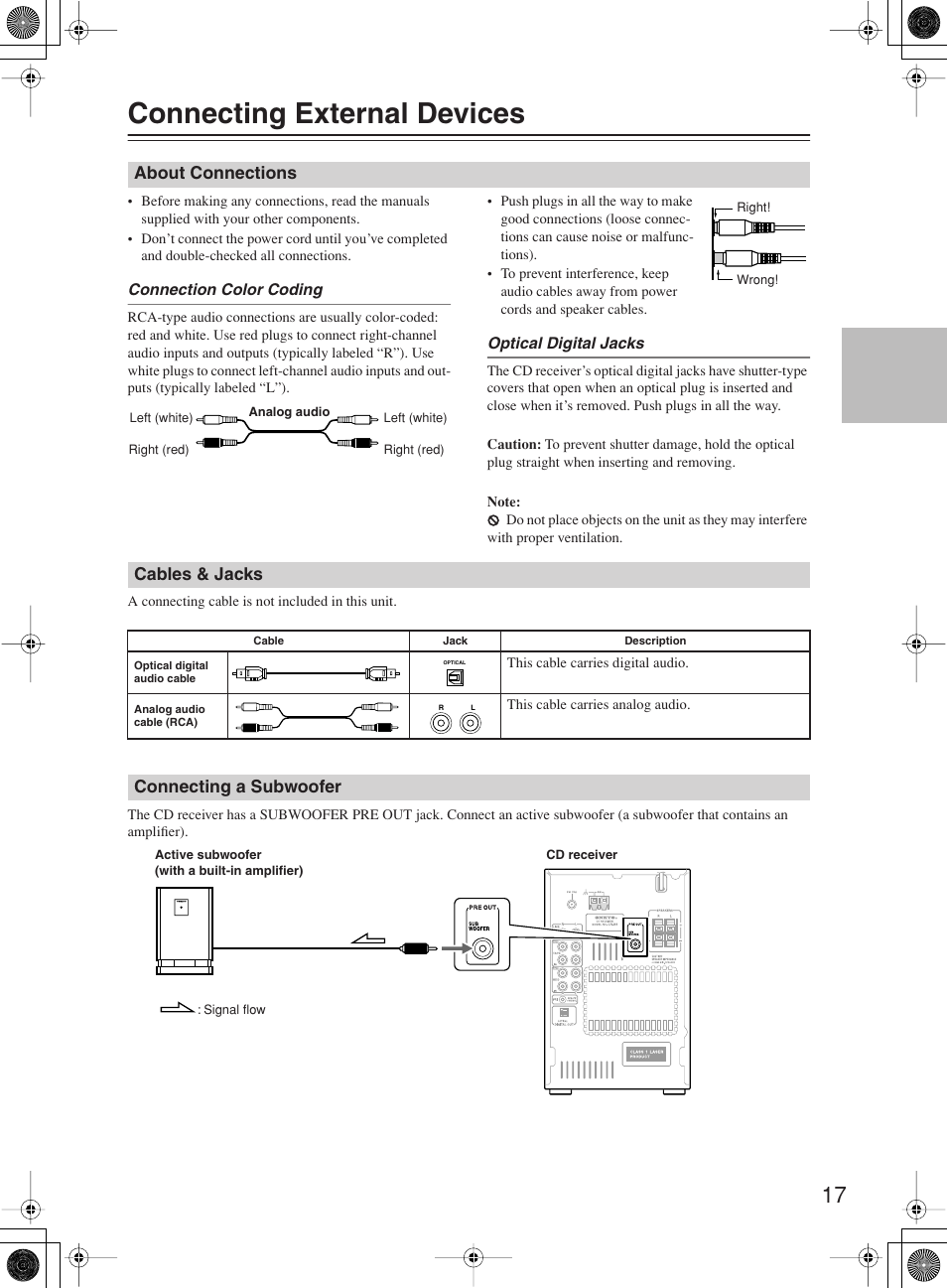 Connecting external devices | Onkyo CR-B8 User Manual | Page 17 / 56