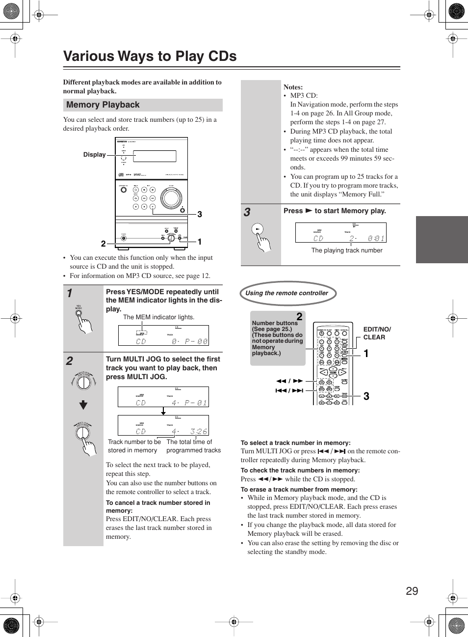 Various ways to play cds | Onkyo CR-B8 User Manual | Page 29 / 56