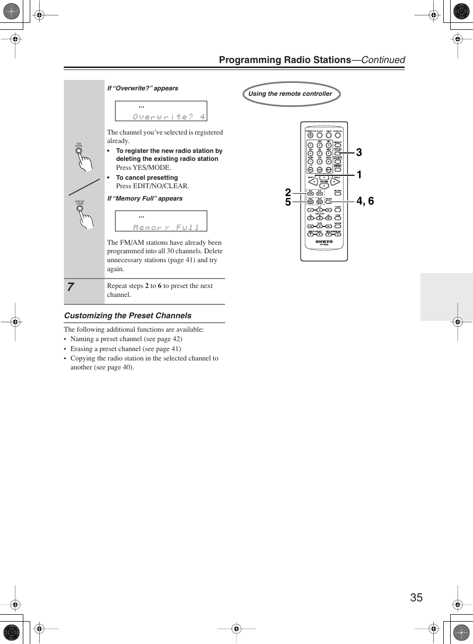 Programming radio stations —continued | Onkyo CR-B8 User Manual | Page 35 / 56