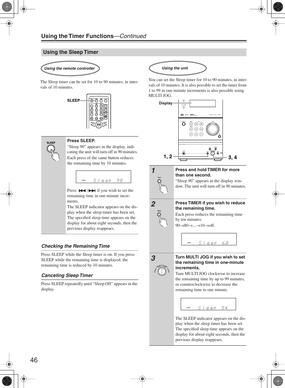 Using the timer functions —continued | Onkyo CR-B8 User Manual | Page 46 / 56